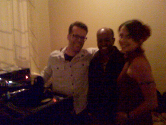 From left-to-right: Me (soon to be ex-pat DJ), Fish (owner, Oasis Nightclub) and Tara (bartender, birthday girl). Photo: Erik Karki.